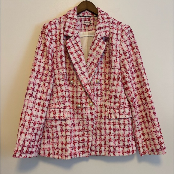 Nanette Lepore Pink and White Tweed Blazer - Picture 2 of 7